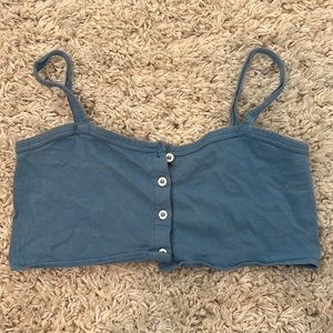 BLUE BOTTON UP CROP TOP